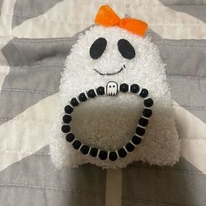 Ghost Plush with Black Beaded Bracelet